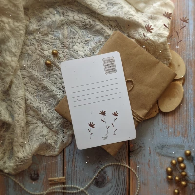 Postcard with music in the heart of the Violin